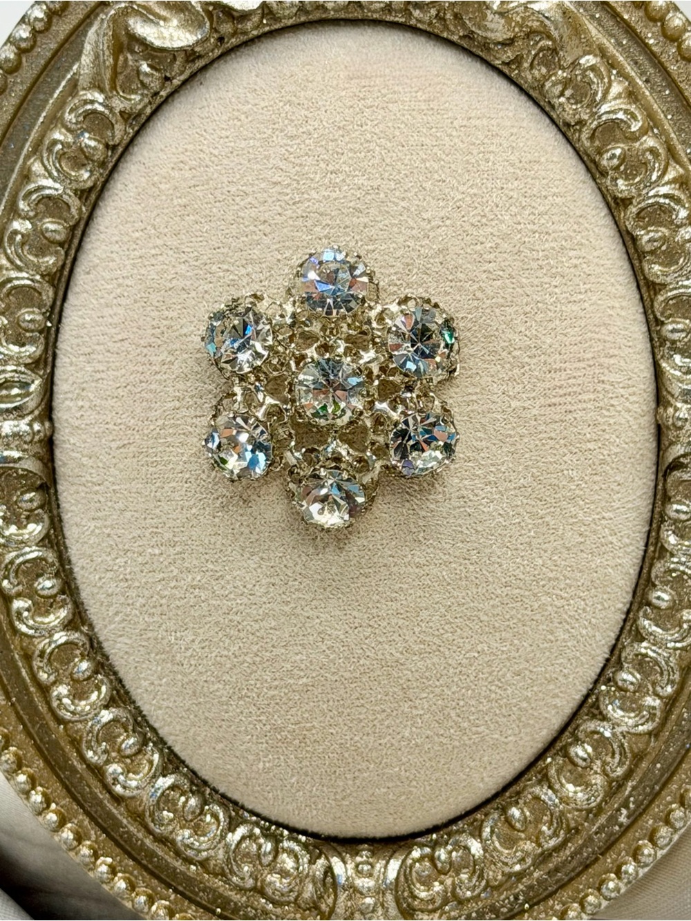 Gold-Tone Crystal Flower Brooch - Clear Sparkle